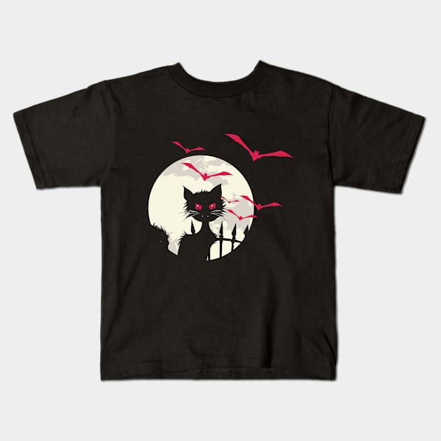 Vampire Cat Kids T-Shirt by GoshaDron